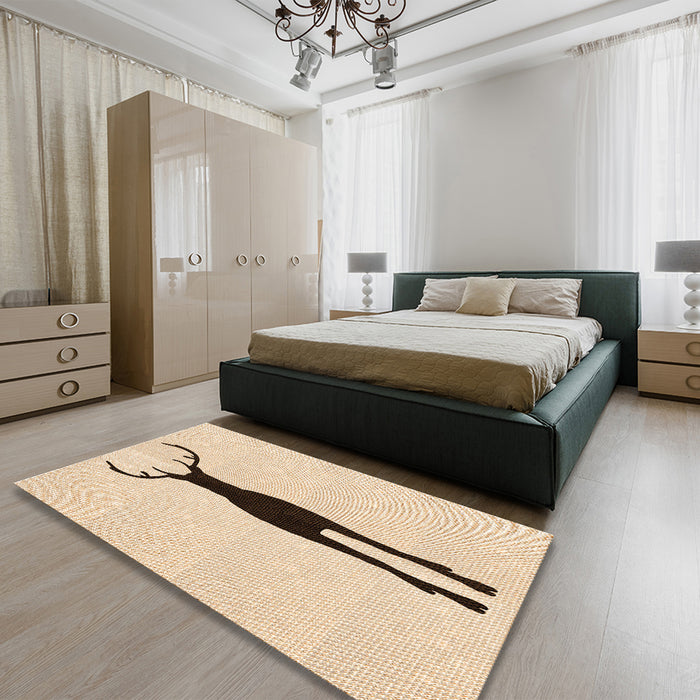 Patterned Peru Brown Rug in a Bedroom, pat2823org