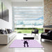 Square Patterned Orchid Purple Rug in a Living Room, pat2823pur