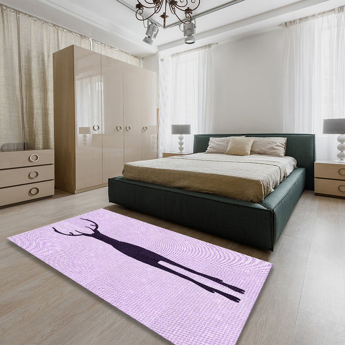 Round Machine Washable Transitional Orchid Purple Rug in a Office, wshpat2823pur