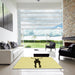 Square Patterned Sun Yellow Rug in a Living Room, pat2823yw