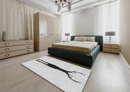 Patterned Off-White Novelty Rug in a Bedroom, pat2823
