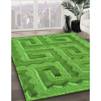 Patterned Dark Lime Green Rug, pat2824grn