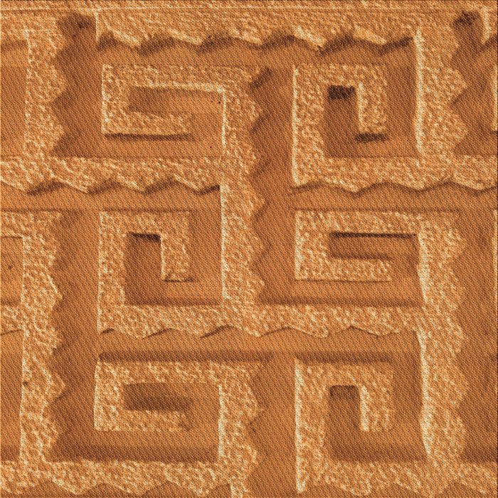 Round Patterned Orange Red Orange Rug, pat2824org