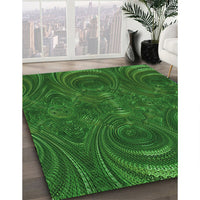 Patterned Deep Emerald Green Rug, pat2825grn
