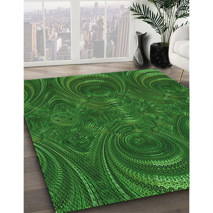 Patterned Deep Emerald Green Rug in Family Room, pat2825grn