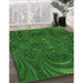 Patterned Deep Emerald Green Rug in Family Room, pat2825grn