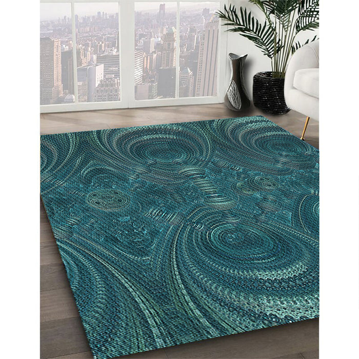 Machine Washable Transitional Deep-Sea Blue Rug in a Family Room, wshpat2825lblu