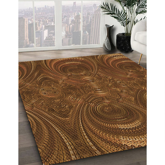 Patterned Sedona Brown Rug in Family Room, pat2825org