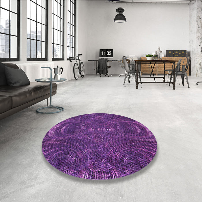 Round Patterned Purple Rug in a Office, pat2825pur