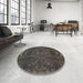 Round Patterned Army Brown Novelty Rug in a Office, pat2825