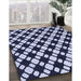 Patterned Night Blue Rug in Family Room, pat2826blu