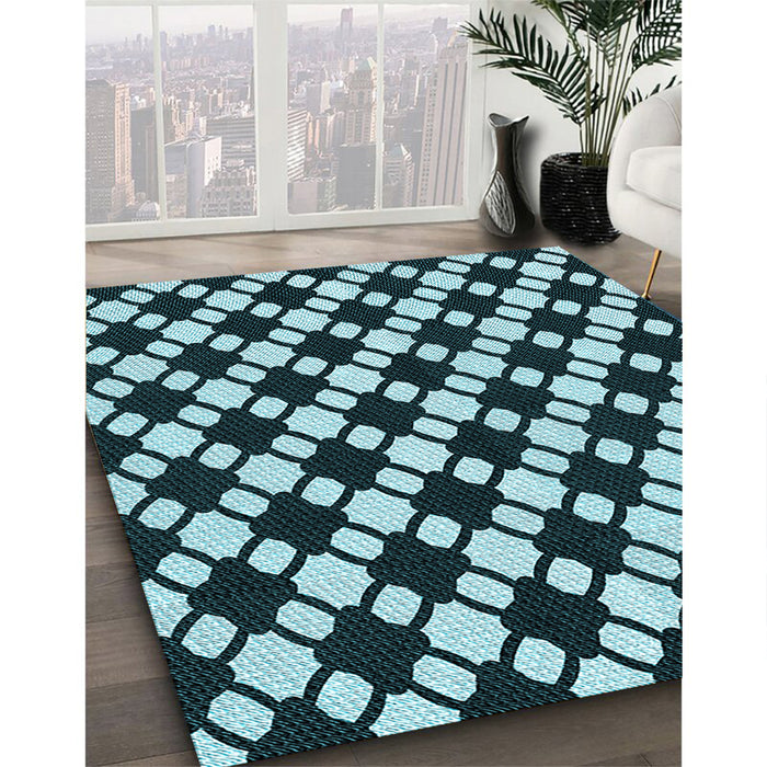 Patterned Blue Rug in Family Room, pat2826lblu