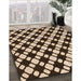 Patterned Black Brown Rug in Family Room, pat2826org