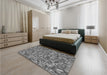 Patterned Gray Rug in a Bedroom, pat2827gry