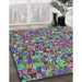 Machine Washable Transitional Green Rug in a Family Room, wshpat2827