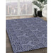 Patterned Night Blue Rug in Family Room, pat2828blu