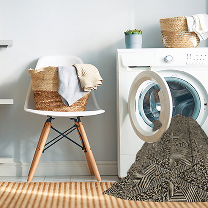 Machine Washable Transitional Midnight Gray Rug in a Washing Machine, wshpat2828brn