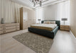 Patterned Midnight Gray Rug in a Bedroom, pat2828brn