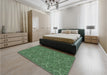 Patterned Pastel Green Rug in a Bedroom, pat2828grn