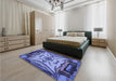 Patterned Sky Blue Rug in a Bedroom, pat2829blu