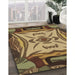 Patterned Golden Gold Rug in Family Room, pat2829brn