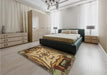 Patterned Golden Gold Rug in a Bedroom, pat2829brn