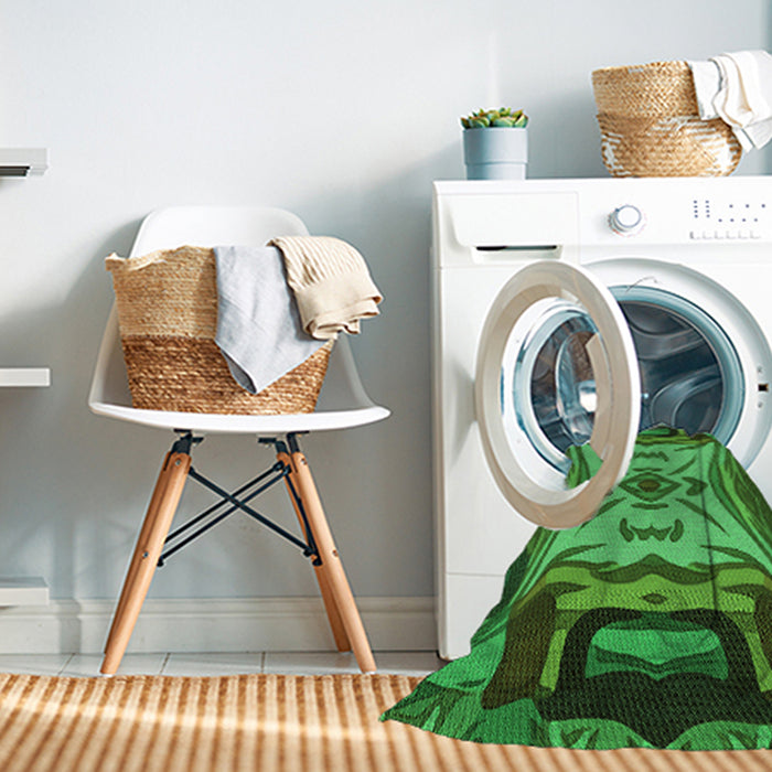 Machine Washable Transitional Deep Emerald Green Rug in a Washing Machine, wshpat2829grn