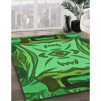 Patterned Deep Emerald Green Rug, pat2829grn