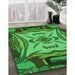 Patterned Deep Emerald Green Rug in Family Room, pat2829grn