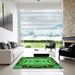 Machine Washable Transitional Deep Emerald Green Rug in a Kitchen, wshpat2829grn