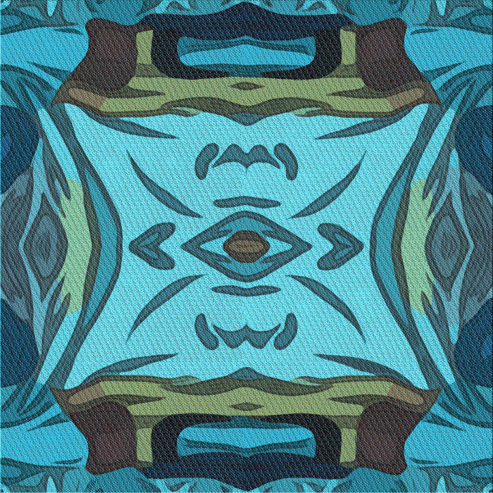 Round Patterned Bright Turquoise Blue Rug, pat2829lblu