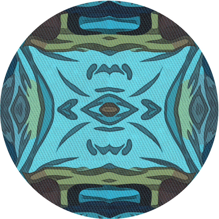 Square Patterned Bright Turquoise Blue Rug, pat2829lblu