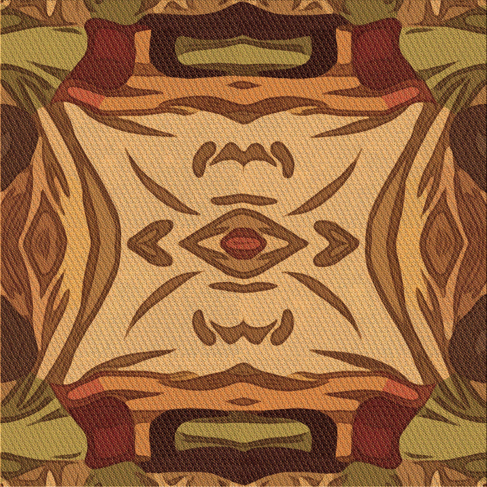 Round Patterned Orange Rug, pat2829org