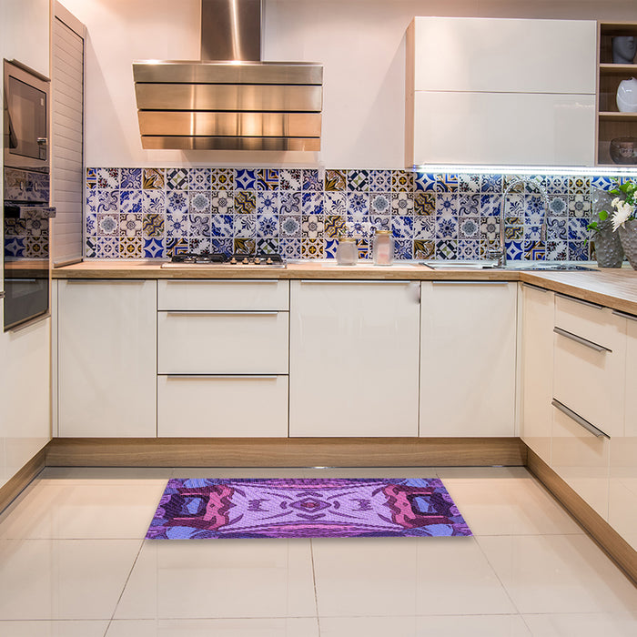 Patterned Dark Magenta Purple Rug in a Kitchen, pat2829pur