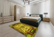 Patterned Dark Bronze Brown Rug in a Bedroom, pat2829yw