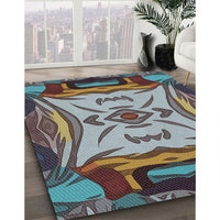 Patterned Dark Gray Modern Rug, pat2829