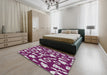 Patterned Lilac Purple Abstract Machine Washable Rug in a Bedroom, wshpat282