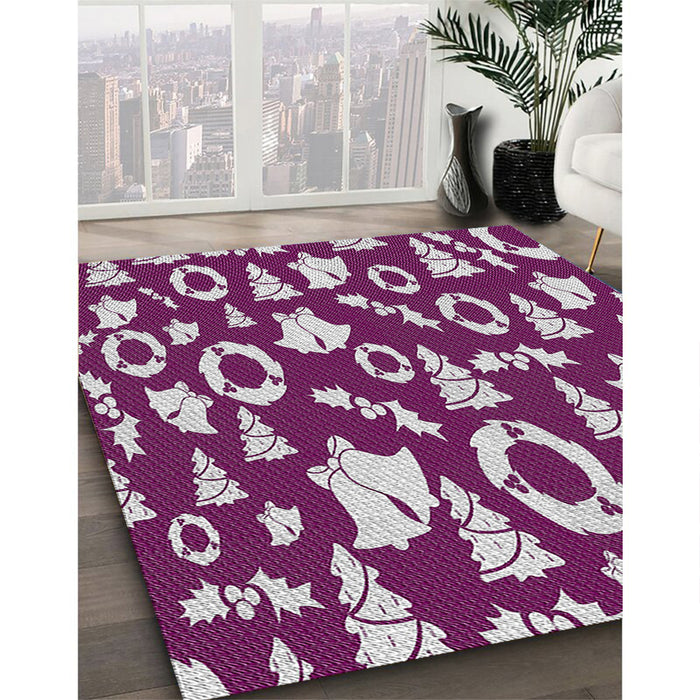 Patterned Lilac Purple Abstract Machine Washable Rug in a Family Room, wshpat282