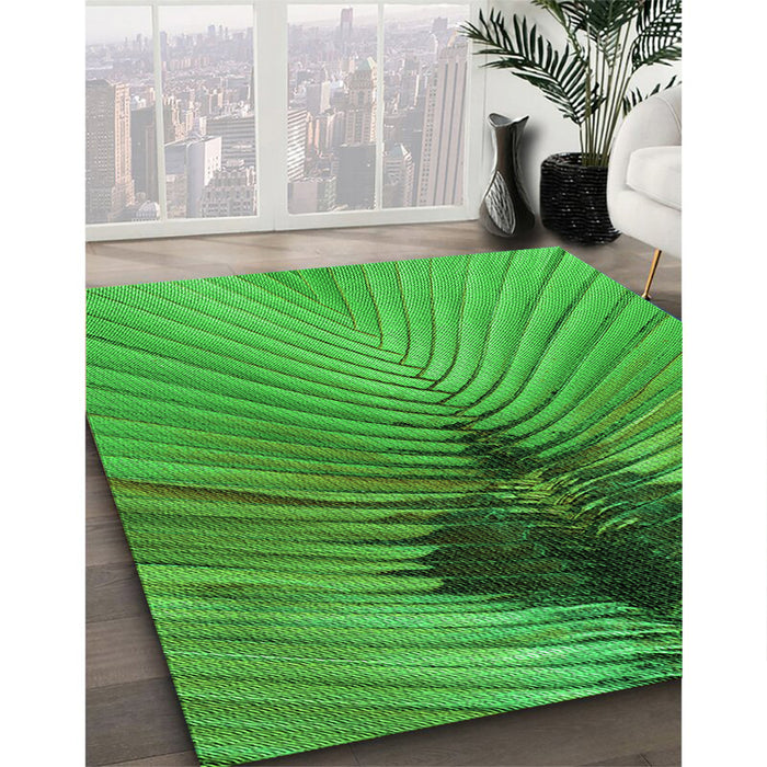 Patterned Green Rug in Family Room, pat283grn