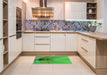 Patterned Green Rug in a Kitchen, pat283grn