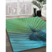 Patterned Sea Green Rug in Family Room, pat283lblu