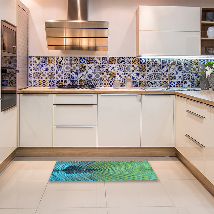 Patterned Sea Green Rug in a Kitchen, pat283lblu