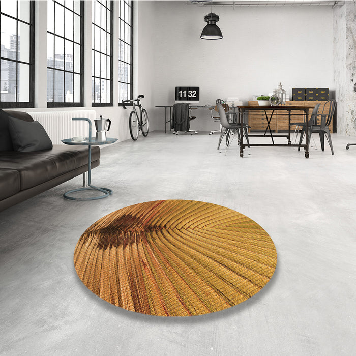 Round Patterned Mahogany Brown Rug in a Office, pat283org