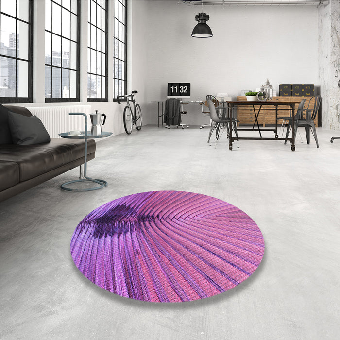 Round Patterned Orchid Purple Rug in a Office, pat283pur