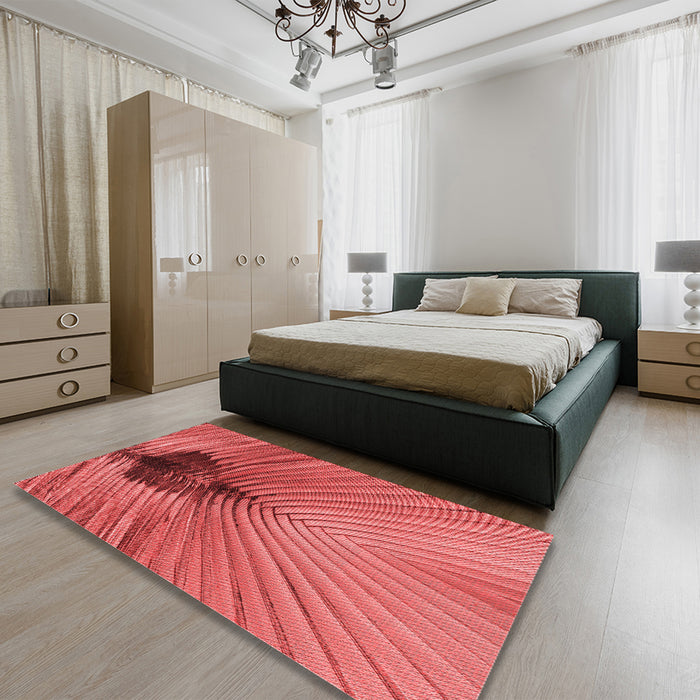 Round Machine Washable Transitional Red Rug in a Office, wshpat283rd