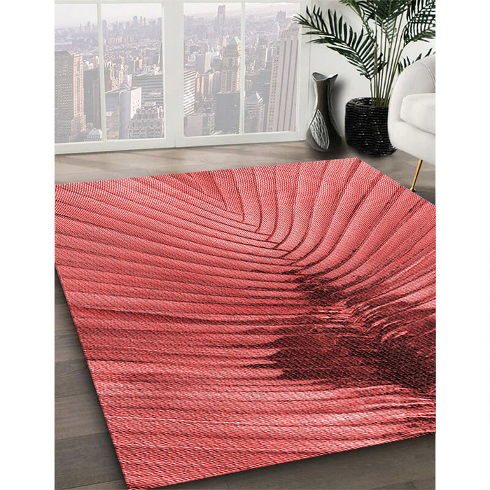 Patterned Red Rug in Family Room, pat283rd