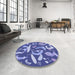 Round Patterned Purple Mimosa Purple Rug in a Office, pat2830blu