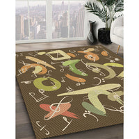 Patterned Metallic Gold Rug, pat2830brn