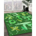 Machine Washable Transitional Green Rug in a Family Room, wshpat2830grn