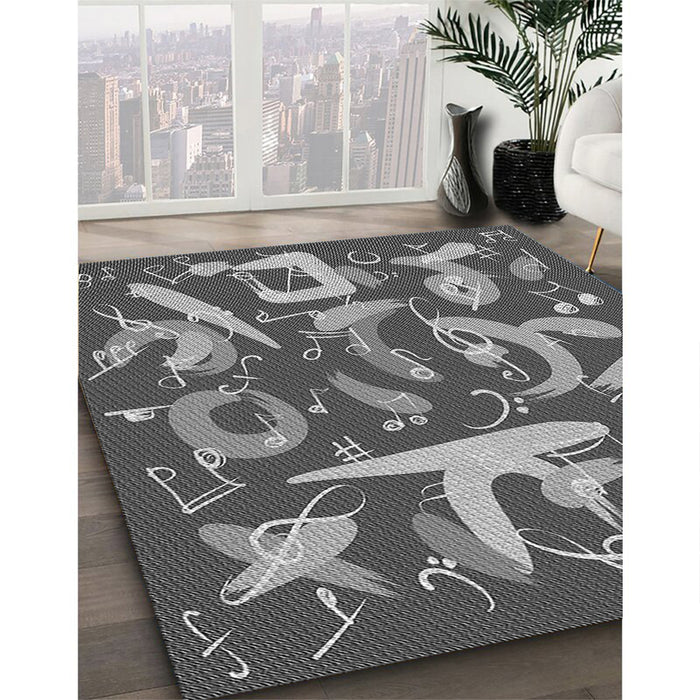 Machine Washable Transitional Gunmetal Gray Rug in a Family Room, wshpat2830gry